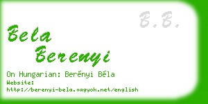 bela berenyi business card