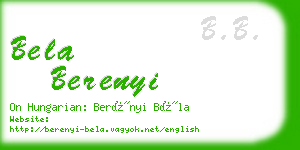 bela berenyi business card